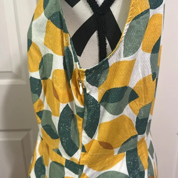 SEASALT CORNWALL Stylish Yellow and Green Leaf Print Dress - Picture 2 of 8